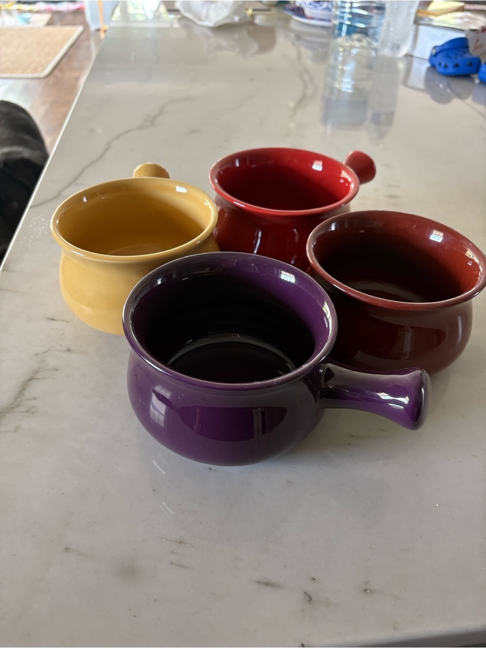 Buchase Ceramic Handle Mugs - Purple, Yellow, Red, Brown